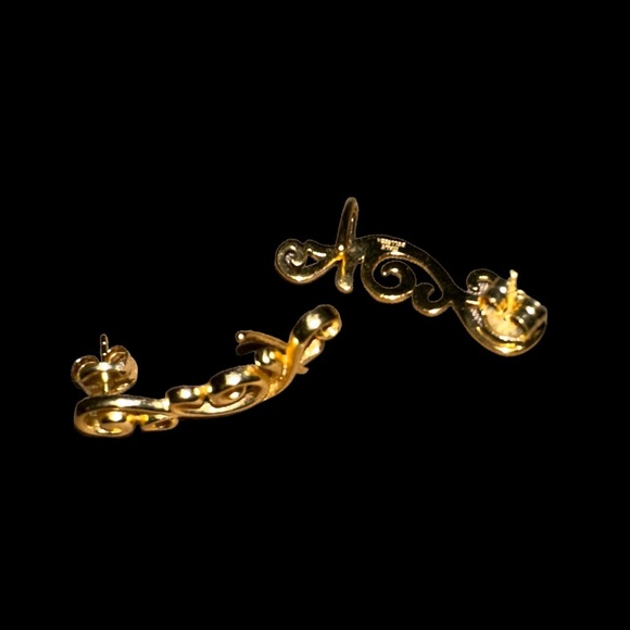 HSN Bellezza Jewelry Collection ITALY EarClimber Post Earrings 18KGPBronze 1.31” - Picture 3 of 5